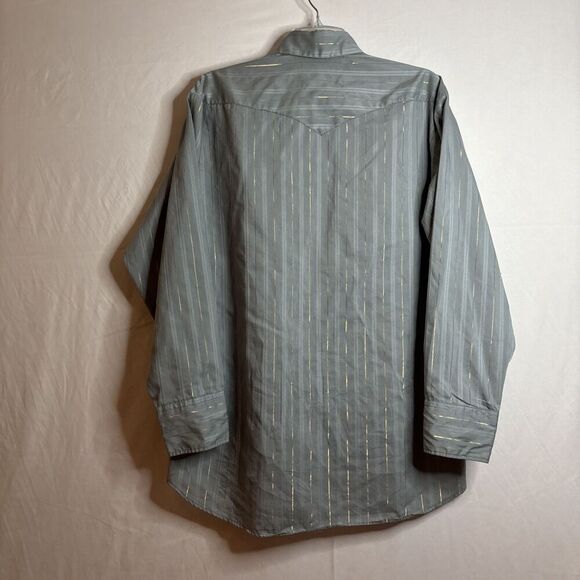 Ranch and Town by Panhandle Slim Western Shirt Stripe Pearl Snap Size 16 1/2 34 - Picture 6 of 12